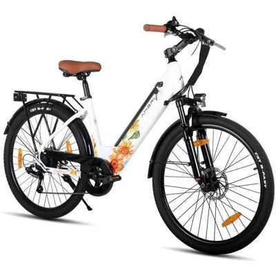 Vélo Électrique - HILAND 26 250W avec 7 VitessesVélo Urbain équipé de Batterie 36V 78Ah Unisexe - Blanc Blanc - Publicité Vélo Électrique - HILAND 26 250W avec 7 VitessesVélo Urbain équipé de Batterie 36V 78Ah Unisexe - Blanc Blanc - Publicité