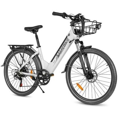 Samebike A01Pro - Vélo électrique 26 - Moteur 500W - Batterie 36V/15Ah - Autonomie 80kmShimano 7 VitessesFourche SuspendueBlanc Blanc - Publicité Samebike A01Pro - Vélo électrique 26 - Moteur 500W - Batterie 36V/15Ah - Autonomie 80kmShimano 7 VitessesFourche SuspendueBlanc Blanc - Publicité