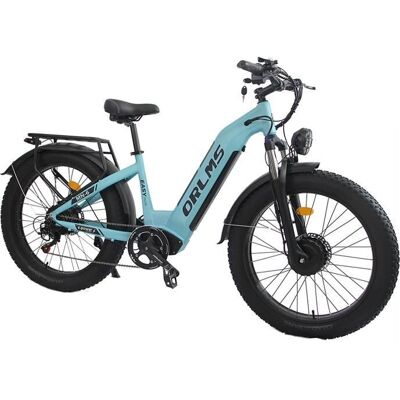 Vélo électrique à 2 moteurs 26x4.0 1000W 55km/h Batterie 52V 23Ah Autonomie 100km 7 vitesses Shimano Fat Bike Bleu - Publicité Vélo électrique à 2 moteurs 26x4.0 1000W 55km/h Batterie 52V 23Ah Autonomie 100km 7 vitesses Shimano Fat Bike Bleu - Publicité