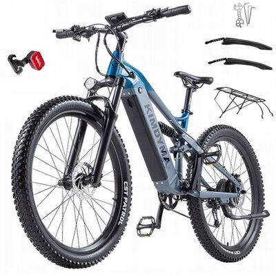 Vélo électrique tout amorti KIMDYMA K01 275 pouces moteur 1000W batterie 20AH freins hydrauliques 9 vitesses couleur bleue Bleu - Publicité Vélo électrique tout amorti KIMDYMA K01 275 pouces moteur 1000W batterie 20AH freins hydrauliques 9 vitesses couleur bleue Bleu - Publicité