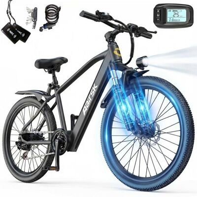 Vélo Électrique 26 250W Batterie 10Ah 36V Autonomie 30-50 km Shimano 7 vitesses Freins à disque AAIRSK GT 300 EBIKE Noir - Publicité Vélo Électrique 26 250W Batterie 10Ah 36V Autonomie 30-50 km Shimano 7 vitesses Freins à disque AAIRSK GT 300 EBIKE Noir - Publicité