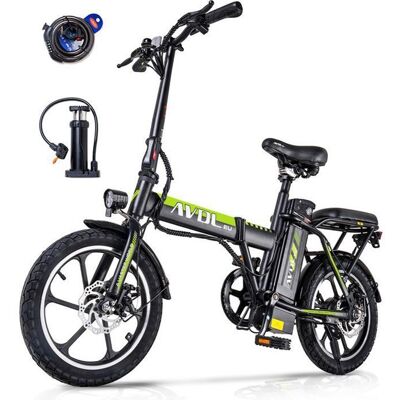AVDLEU - Vélo Électrique Pliable - Roues 16 - Moteur 250W - 25km/h - Batterie 36V 11.4Ah - Autonomie 40-80km (Mode ASSIST) - Vert Vert - Publicité AVDLEU - Vélo Électrique Pliable - Roues 16 - Moteur 250W - 25km/h - Batterie 36V 11.4Ah - Autonomie 40-80km (Mode ASSIST) - Vert Vert - Publicité