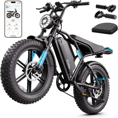 TST Vélo électrique tout terrain adultes 1500W20 Fat tire-Autonomie 130km(ASSIST) Batterie 48V 25AhTout suspendu fatbike Noir - Publicité TST Vélo électrique tout terrain adultes 1500W20 Fat tire-Autonomie 130km(ASSIST) Batterie 48V 25AhTout suspendu fatbike Noir - Publicité