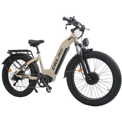 Vélo Électrique ORLMS MN-6 Double Moteur 52V 23Ah Batterie Amoivable 26” Fat Bike Beige Beige - Publicité Vélo Électrique ORLMS MN-6 Double Moteur 52V 23Ah Batterie Amoivable 26” Fat Bike Beige Beige - Publicité