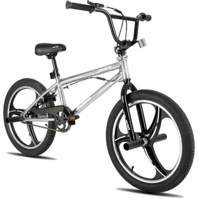 Hiland 20 pouces Vélo BMX - 3 rayons - pour les garçons et les filles de plus de 7 ans avec guidon Freestyle à 360 degrés - Argent Gris - Publicité Hiland 20 pouces Vélo BMX - 3 rayons - pour les garçons et les filles de plus de 7 ans avec guidon Freestyle à 360 degrés - Argent Gris - Publicité