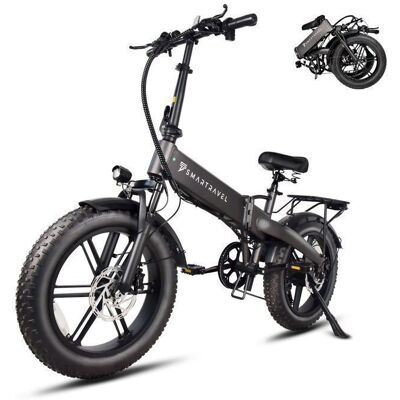 Vélo électrique Pliable – SMARTRAVEL M6- Roues 20 – 250W 48V 15Ah – Jusqu’à 130 km – Freins hydrauliques – 7 vitesses - Gris Gris - Publicité Vélo électrique Pliable – SMARTRAVEL M6- Roues 20 – 250W 48V 15Ah – Jusqu’à 130 km – Freins hydrauliques – 7 vitesses - Gris Gris - Publicité