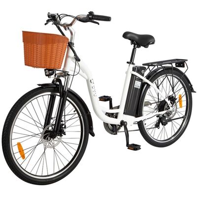 Vélo électrique - DYU - C6 Vintage - 350W - Batterie amovible 125Ah - Autonomie 60 km Blanc - Publicité Vélo électrique - DYU - C6 Vintage - 350W - Batterie amovible 125Ah - Autonomie 60 km Blanc - Publicité