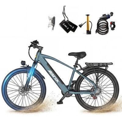 MAIRIDE Vélo Électrique Adulte 26 Pouces - Moteur 36V 240W Batterie Amovible - Shimano 7 Vitesses Autonomie 40-60 km Avec siège arrière Bleu - Publicité MAIRIDE Vélo Électrique Adulte 26 Pouces - Moteur 36V 240W Batterie Amovible - Shimano 7 Vitesses Autonomie 40-60 km Avec siège arrière Bleu - Publicité