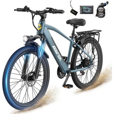 AAIRSK Vélo Électrique Adulte 26 Pouces - Moteur 36V 240W Batterie Amovible - Shimano 7 Vitesses Autonomie 30-60 km Avec siège arrière Bleu - Publicité AAIRSK Vélo Électrique Adulte 26 Pouces - Moteur 36V 240W Batterie Amovible - Shimano 7 Vitesses Autonomie 30-60 km Avec siège arrière Bleu - Publicité