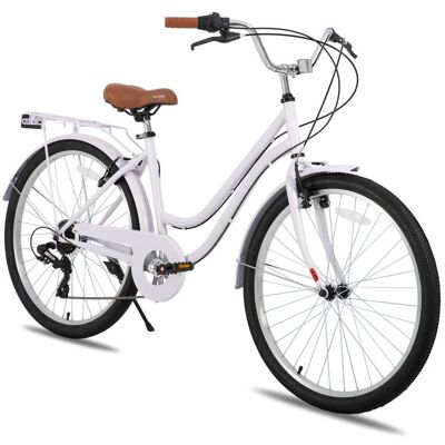 Vélo de ville - HILAND - HILAND 26 pouces - Cadre bas - 7 vitesses - Porte-bagages Violet - Publicité Vélo de ville - HILAND - HILAND 26 pouces - Cadre bas - 7 vitesses - Porte-bagages Violet - Publicité