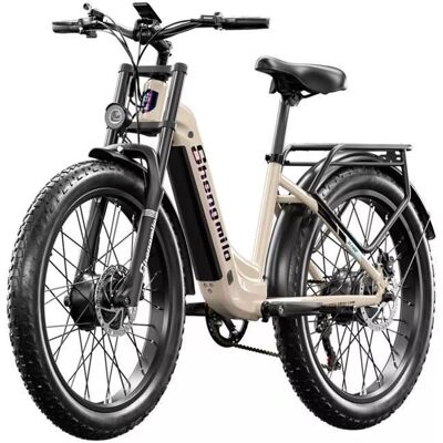 Shimano Shengmilo S700Vélo électrique à double moteur 2000 W 48 V17.5AH VTT électrique vélo à assistance électrique fatbike Beige - Publicité Shimano Shengmilo S700Vélo électrique à double moteur 2000 W 48 V17.5AH VTT électrique vélo à assistance électrique fatbike Beige - Publicité