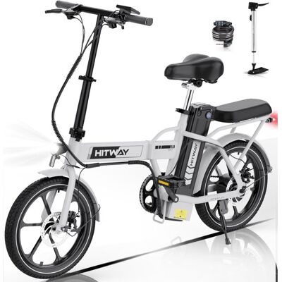 HITWAY Vélo électrique pliable 16 - Batterie 36V - 84Ah - Pédalage assisté - Pompe à vélo gratuite Blanc - Publicité HITWAY Vélo électrique pliable 16 - Batterie 36V - 84Ah - Pédalage assisté - Pompe à vélo gratuite Blanc - Publicité