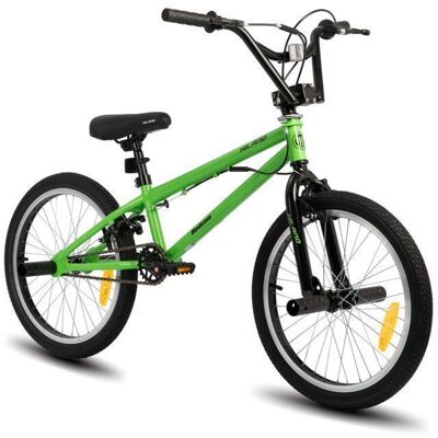 Vélo BMX - HILAND - Hiland 20 Kids BMX Freestyle - Roues 20 - Freins en U doubles - Disques pivotants 360° Vert - Publicité Vélo BMX - HILAND - Hiland 20 Kids BMX Freestyle - Roues 20 - Freins en U doubles - Disques pivotants 360° Vert - Publicité