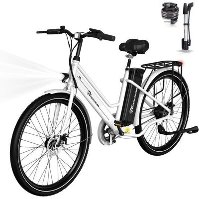 Vélo électrique adulte 26 EVERCROSS TECH EK8 – Batterie amovible 36V15.6Ah Moteur 250W Autonomie 100 km Freins à disque Blanc Blanc - Publicité Vélo électrique adulte 26 EVERCROSS TECH EK8 – Batterie amovible 36V15.6Ah Moteur 250W Autonomie 100 km Freins à disque Blanc Blanc - Publicité