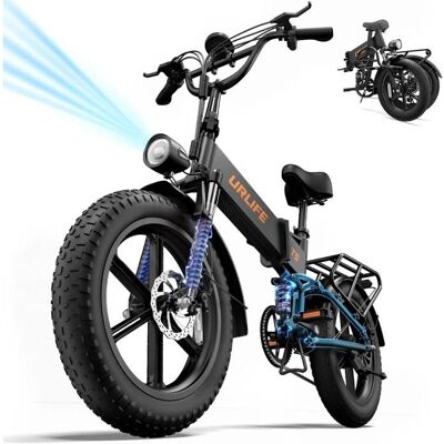 URLIFE T5 Vélo électrique pliable 20 x 4.0 Vélo à pneus larges tout-terrain 48V 13AH Batterie amovible 250W Moteur 7 vitesses Noir Blanc - Publicité URLIFE T5 Vélo électrique pliable 20 x 4.0 Vélo à pneus larges tout-terrain 48V 13AH Batterie amovible 250W Moteur 7 vitesses Noir Blanc - Publicité