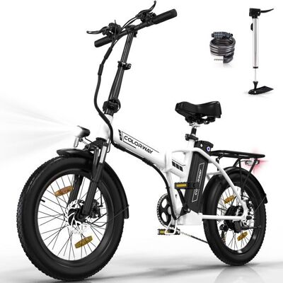Vélo Électrique VAE COLORWAY 20×30 Gros Pneus - EBike VTT - Batterie 36V12Ah - 35-90 KM Moteur 250W - Blanc Blanc - Publicité Vélo Électrique VAE COLORWAY 20×30 Gros Pneus - EBike VTT - Batterie 36V12Ah - 35-90 KM Moteur 250W - Blanc Blanc - Publicité