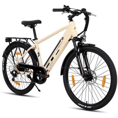 Hiland 26 Vélo électrique E-MTB avec moteur 250 W batterie 36 V 104 Ah 7 vitesses pour hommes et femmesfreins à disquebeige Jaune - Publicité Hiland 26 Vélo électrique E-MTB avec moteur 250 W batterie 36 V 104 Ah 7 vitesses pour hommes et femmesfreins à disquebeige Jaune - Publicité
