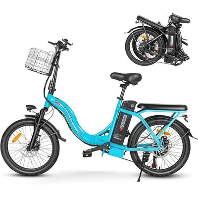 Vélo Électrique Pliant - SAMEBIKE - CY20-FT-LB - 250W - 20 Pouces - Autonomie 60 km Bleu - Publicité Vélo Électrique Pliant - SAMEBIKE - CY20-FT-LB - 250W - 20 Pouces - Autonomie 60 km Bleu - Publicité
