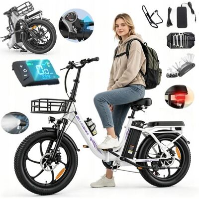 ALLGOBIKE Vélo électrique 20 - Autonomie 160km - Batterie Amovible 48V20Ah - Moteur 250W -Freins hydrauliques- 7 vitesses - VTC Fat bike Blanc - Publicité ALLGOBIKE Vélo électrique 20 - Autonomie 160km - Batterie Amovible 48V20Ah - Moteur 250W -Freins hydrauliques- 7 vitesses - VTC Fat bike Blanc - Publicité