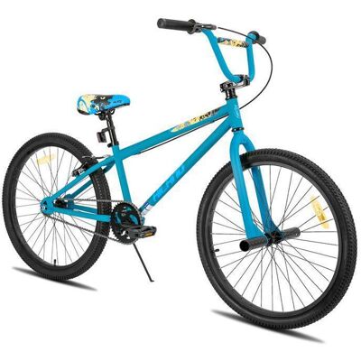 Vélo BMX Freestyle - HILAND - Hiland 24 pouces Kids BMX - Roues 24x235 - Rotor 360° - 2 repose-pieds acier Bleu - Publicité Vélo BMX Freestyle - HILAND - Hiland 24 pouces Kids BMX - Roues 24x235 - Rotor 360° - 2 repose-pieds acier Bleu - Publicité