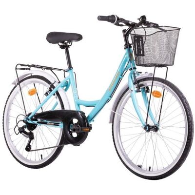 Vélo enfant VTC 24 fille Discovery Adventures 6 Vitesses avec dérailleur Shimano Freins V-Brake + équipement City Vert - Publicité Vélo enfant VTC 24 fille Discovery Adventures 6 Vitesses avec dérailleur Shimano Freins V-Brake + équipement City Vert - Publicité