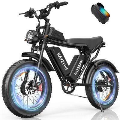 YVY Vélo Électrique-20*4.0 Pneus Tout Terrain-Moteur 2000W-Batterie Amovible 52V/40Ah-Autonomie 80-180km-Shimano 7 vitesses-Noir Noir - Publicité YVY Vélo Électrique-20*4.0 Pneus Tout Terrain-Moteur 2000W-Batterie Amovible 52V/40Ah-Autonomie 80-180km-Shimano 7 vitesses-Noir Noir - Publicité