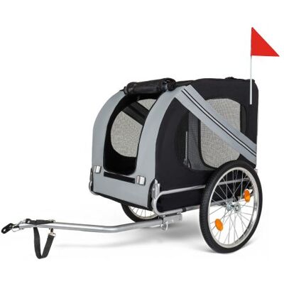 BLADEZ Remorque vélo chien 40kg roues 20 tout-terrain 3 entrées moustiquaire bâche pluie cadre acier pliable gris/noir Gris - Publicité BLADEZ Remorque vélo chien 40kg roues 20 tout-terrain 3 entrées moustiquaire bâche pluie cadre acier pliable gris/noir Gris - Publicité