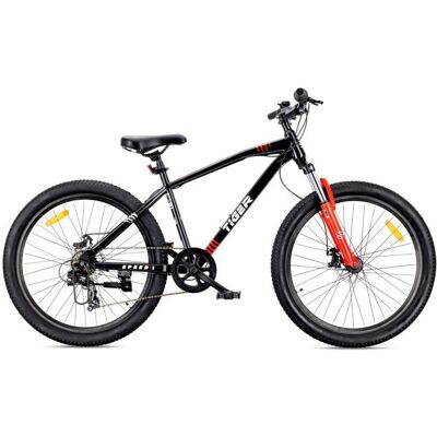 sun baby VTT Vélo tout terrain - TIGER BIKE - Roues 26 - cadre en acier 7 vitesses freins à disque amortisseur - Noir-Rouge Noir - Publicité sun baby VTT Vélo tout terrain - TIGER BIKE - Roues 26 - cadre en acier 7 vitesses freins à disque amortisseur - Noir-Rouge Noir - Publicité