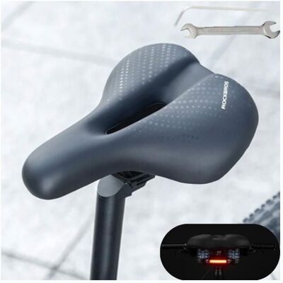Selle de vélo - ROCKBROS - Ultra Confortable - Gel Ergonomique - Lampe Rouge - Amortisseur à Double Ressort Noir - Publicité Selle de vélo - ROCKBROS - Ultra Confortable - Gel Ergonomique - Lampe Rouge - Amortisseur à Double Ressort Noir - Publicité