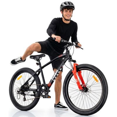 sun baby VTT Vélo tout terrain - TIGER BIKE - Roues 26 - cadre en acier 21 vitesses freins à disque amortisseur - Noir-Rouge Noir - Publicité sun baby VTT Vélo tout terrain - TIGER BIKE - Roues 26 - cadre en acier 21 vitesses freins à disque amortisseur - Noir-Rouge Noir - Publicité