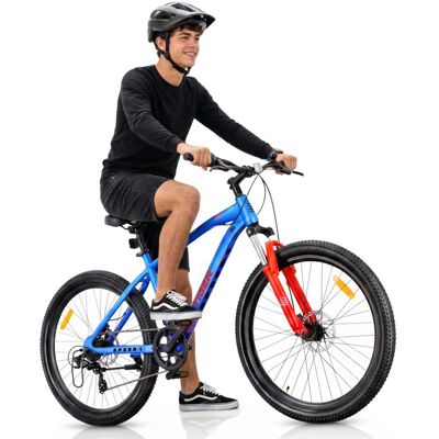 sun baby VTT Vélo tout terrain - TIGER BIKE - Roues 26 - cadre en acier 7 vitesses freins à disque amortisseur - Bleu-Orange Bleu - Publicité sun baby VTT Vélo tout terrain - TIGER BIKE - Roues 26 - cadre en acier 7 vitesses freins à disque amortisseur - Bleu-Orange Bleu - Publicité