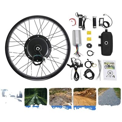 OEM Kit de conversion de vélo électrique moteur de 1500W taille de roue de 26 pouces installation conviviale Noir - Publicité OEM Kit de conversion de vélo électrique moteur de 1500W taille de roue de 26 pouces installation conviviale Noir - Publicité
