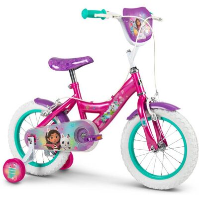 Vélo enfant - HUFFY - Gabbys Dollhouse - Roues 14 (36 cm) - 4-6 ans - Rose / cadre blanc décor Gabby Rose - Publicité Vélo enfant - HUFFY - Gabbys Dollhouse - Roues 14 (36 cm) - 4-6 ans - Rose / cadre blanc décor Gabby Rose - Publicité