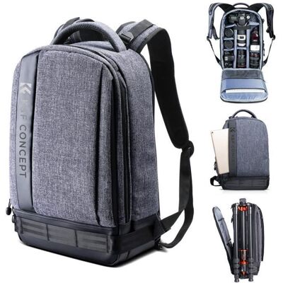 K&F Concept Sac à Dos Appareil Photo Sac Dos Reflex-Ordinateur-Trépied Accessoires Noir pour Canon Nikon Sony Olympus Gris Gris - Publicité K&F Concept Sac à Dos Appareil Photo Sac Dos Reflex-Ordinateur-Trépied Accessoires Noir pour Canon Nikon Sony Olympus Gris Gris - Publicité