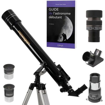 Pack complet lunette astronomique - OMEGON - 70/700 AZ2 - 70 mm - Monture AZ2 - Zoom 7.5-22.5 mm Noir - Publicité Pack complet lunette astronomique - OMEGON - 70/700 AZ2 - 70 mm - Monture AZ2 - Zoom 7.5-22.5 mm Noir - Publicité