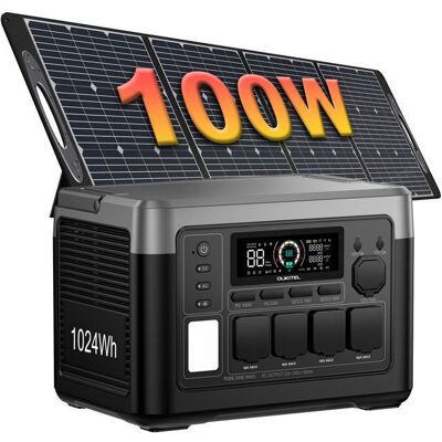 OUKITEL P1000 Plus 1024Wh 1800W Station electrique portable Équipé Panneau Solaire 100W LiFePO4 Station Électrique 11 Sorties Noir - Publicité OUKITEL P1000 Plus 1024Wh 1800W Station electrique portable Équipé Panneau Solaire 100W LiFePO4 Station Électrique 11 Sorties Noir - Publicité