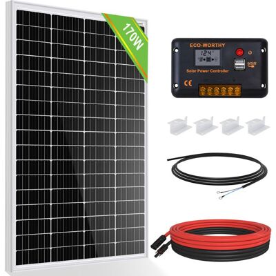 ECO-WORTHY Kit de Panneau Solaire 170W 12V Panneaux Solaires Photovoltaique Pour RV Camping-car Marine Maison - Publicité ECO-WORTHY Kit de Panneau Solaire 170W 12V Panneaux Solaires Photovoltaique Pour RV Camping-car Marine Maison - Publicité