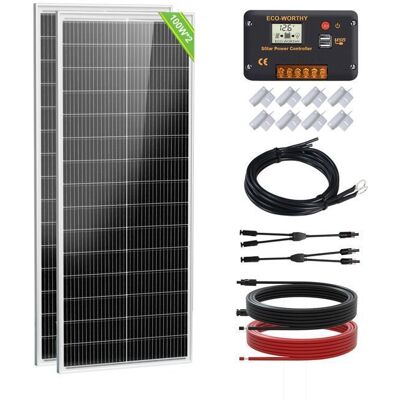 ECO-WORTHY Kit de Panneau Solaire 200W 12V Panneaux Solaires Photovoltaique Pour RV Camping-car Marine Maison - Publicité ECO-WORTHY Kit de Panneau Solaire 200W 12V Panneaux Solaires Photovoltaique Pour RV Camping-car Marine Maison - Publicité