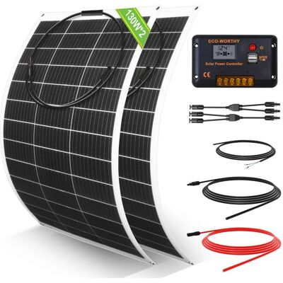 ECO-WORTHY Kit de Panneau Solaire Souple 260W 12V de Panneaux Solaires Flexible Pour Camping-Car Van Bateaux et Autres Surfaces - Publicité ECO-WORTHY Kit de Panneau Solaire Souple 260W 12V de Panneaux Solaires Flexible Pour Camping-Car Van Bateaux et Autres Surfaces - Publicité