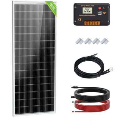 ECO-WORTHY Kit de Panneau Solaire 100W 12V Panneaux Solaires Photovoltaique Pour RV Camping-car Marine Maison - Publicité ECO-WORTHY Kit de Panneau Solaire 100W 12V Panneaux Solaires Photovoltaique Pour RV Camping-car Marine Maison - Publicité