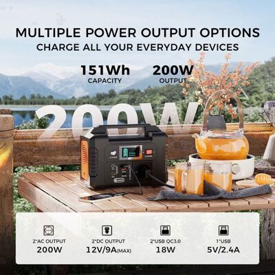 Station dalimentation portable - FlashFish E200 - Capacité de 151 Wh/40 800 mAh - Sortie CC - USB - Plein air - Camping - Publicité Station dalimentation portable - FlashFish E200 - Capacité de 151 Wh/40 800 mAh - Sortie CC - USB - Plein air - Camping - Publicité