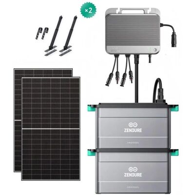 Kit solaire Zendure SolarFlow 800 – 2x panneaux bifaciaux 500W + 2x batteries AB2000L (3840 Wh MPPT 1200W 96%) +4x crochets balcon - Publicité Kit solaire Zendure SolarFlow 800 – 2x panneaux bifaciaux 500W + 2x batteries AB2000L (3840 Wh MPPT 1200W 96%) +4x crochets balcon - Publicité