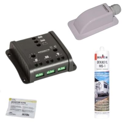 ANTARION Régulateur de charge pour panneau solaire SMC20 + passe-toit + Dekasyl MS1 + lingette - Publicité ANTARION Régulateur de charge pour panneau solaire SMC20 + passe-toit + Dekasyl MS1 + lingette - Publicité