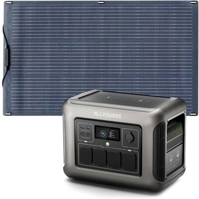 Générateur solaire - ALLPOWERS - R1500 LITE - 1600W - Panneau flexible 100W inclus - Station dénergie portable - Camping-car - Publicité Générateur solaire - ALLPOWERS - R1500 LITE - 1600W - Panneau flexible 100W inclus - Station dénergie portable - Camping-car - Publicité