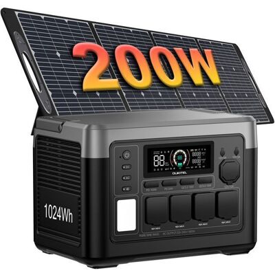 OUKITEL P1000 Plus 1024Wh 1800W Station electrique portable Équipé Panneau Solaire 200W LiFePO4 Station Électrique 11 Sorties Noir - Publicité OUKITEL P1000 Plus 1024Wh 1800W Station electrique portable Équipé Panneau Solaire 200W LiFePO4 Station Électrique 11 Sorties Noir - Publicité