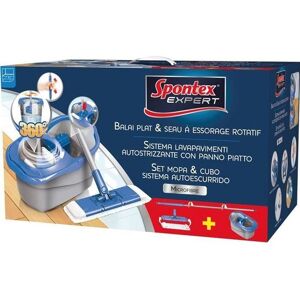 Balai plat avec seau à essorage rotatif - Publicité Balai plat avec seau à essorage rotatif - Publicité