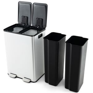 GIANTEX Poubelle à Pédale Tri Sélectif- 2 Seaux 30 L en Inox Amovibles- avec Boîte Désodorisante et Couvercle Silencieux- Blanc Blanc - Publicité GIANTEX Poubelle à Pédale Tri Sélectif- 2 Seaux 30 L en Inox Amovibles- avec Boîte Désodorisante et Couvercle Silencieux- Blanc Blanc - Publicité