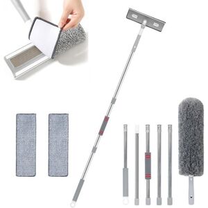 DLZAOAO 207cm Raclette Vitre avec Manche Telescopique 4 en 1 Balai Raclette Sol avec 2 Chiffons de Nettoyage pour Fenêtre Haute Intérieur Gris - Publicité DLZAOAO 207cm Raclette Vitre avec Manche Telescopique 4 en 1 Balai Raclette Sol avec 2 Chiffons de Nettoyage pour Fenêtre Haute Intérieur Gris - Publicité
