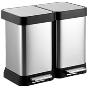 SALUTMEUBLE Poubelle à pédale Tri sélectif Inox 2 bacs 20L Pour Poubelle de cuisine Agent Noir - Publicité SALUTMEUBLE Poubelle à pédale Tri sélectif Inox 2 bacs 20L Pour Poubelle de cuisine Agent Noir - Publicité