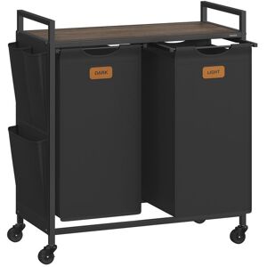 Panier à linge sur roulettes - VASAGLE - 2 compartiments - 100 L - Étagère de rangement - 6 étiquettes de tri Noir - Publicité Panier à linge sur roulettes - VASAGLE - 2 compartiments - 100 L - Étagère de rangement - 6 étiquettes de tri Noir - Publicité